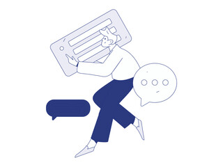 Flat vector illustration of business people operating work scene
