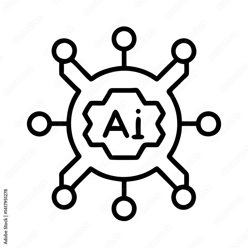 Poster ai artificial intelligence machine learning neural network technology connection innovation system