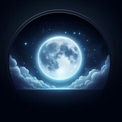 Fototapeta premium Blue sky moon shining over fantasy landscape