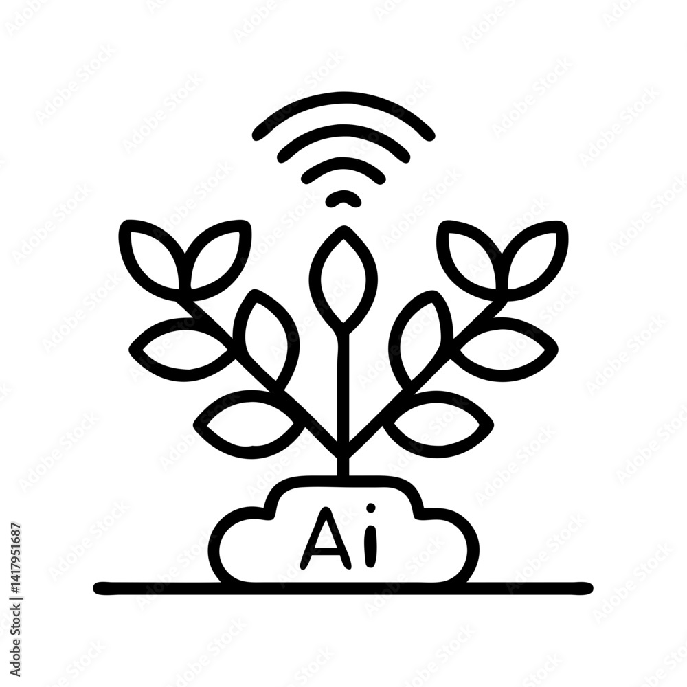 Poster ai artificial intelligence technology innovation growth plant signal cloud computing concept icon ve