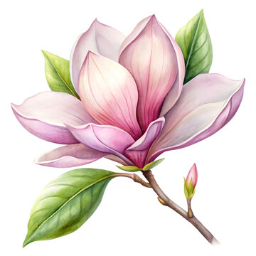 pink magnolia flower watercolor painting clip art preview