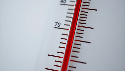 close up of a thermometer with a red handle