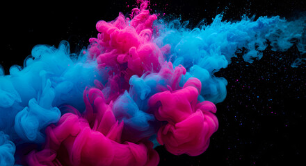Fototapeta premium Abstract Swirling Pink and Blue Ink in Water Vibrant Color Explosion Artistic Background