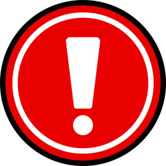 Circle Shaped Caution Sign Symbol in Red and White