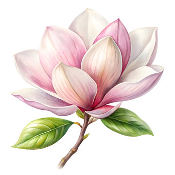 pink magnolia flower watercolor style clip art preview