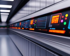 Hightech stainless steel workspace with touchsensitive surfaces, AIpowered automation, and an ultrasleek futuristic design