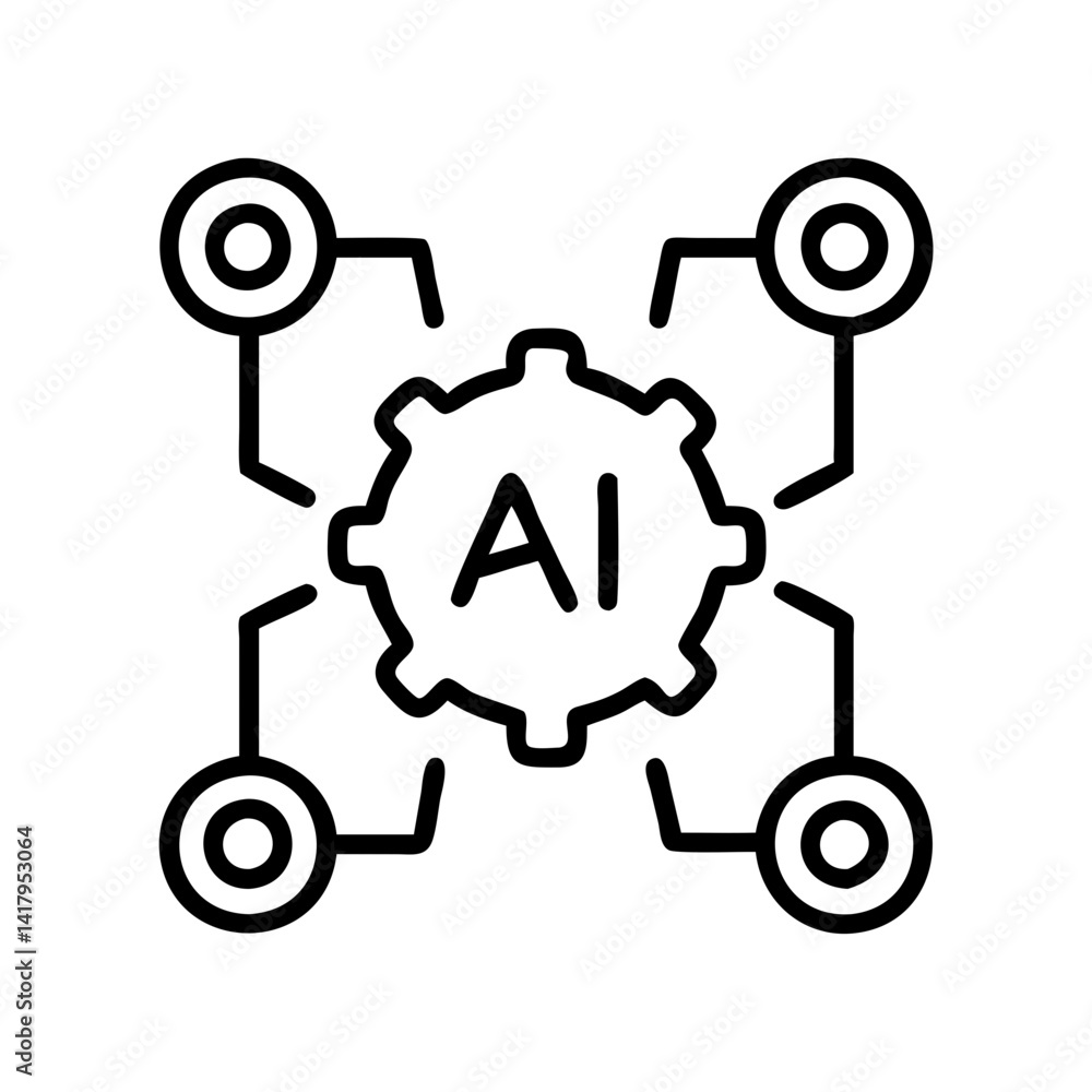 Poster ai artificial intelligence machine learning neural network technology innovation system gear icon