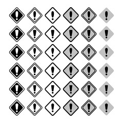 Caution Sign Bundle Set Traits Sign Symbol. Diamond Shape Caution Sign Symbol. Grey Color.