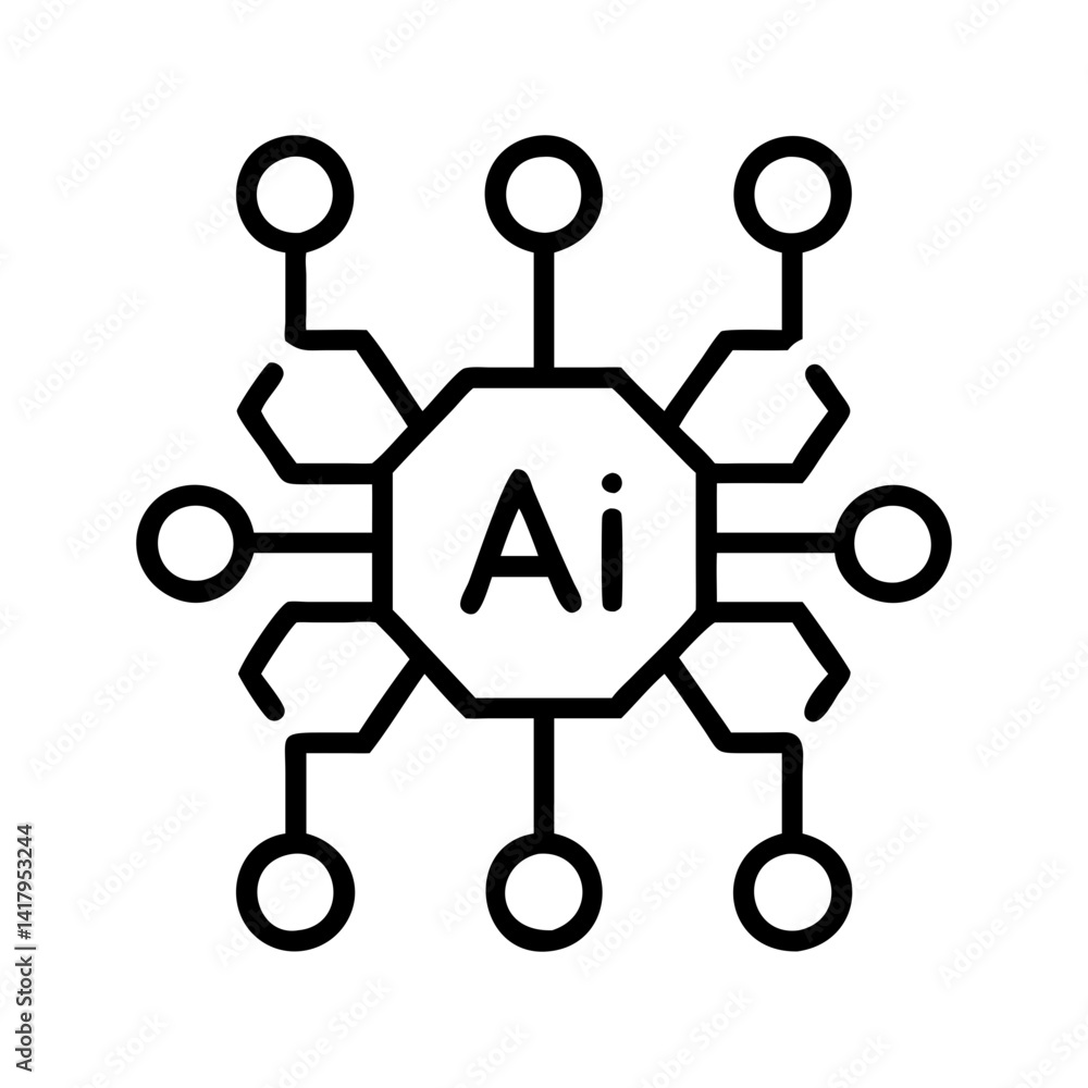 Poster ai artificial intelligence machine learning neural network technology innovation system icon vector 