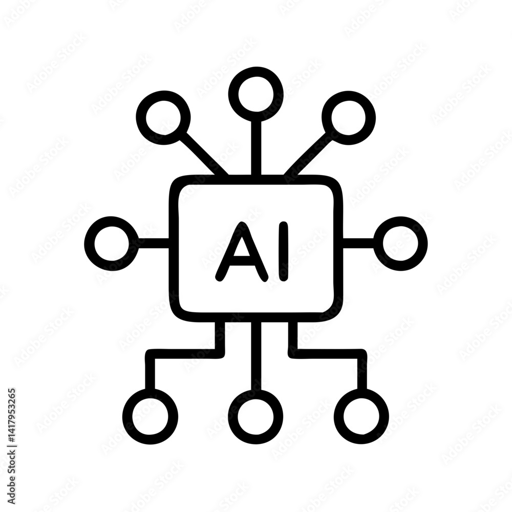 Poster Ai artificial intelligence machine learning neural network connection nodes technology system icon concept