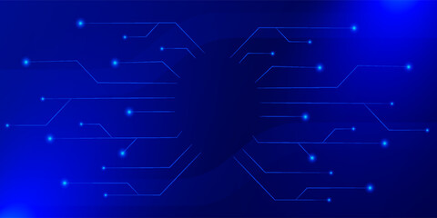 Abstract blue technology background with circuit diagram.