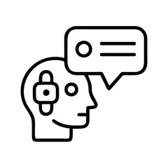 Unlocking mental potential concept with head brain and speech bubble icon vector illustration