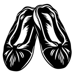 Two pairs of ballet slippers intertwined in a graphic black and white design © JASHIM