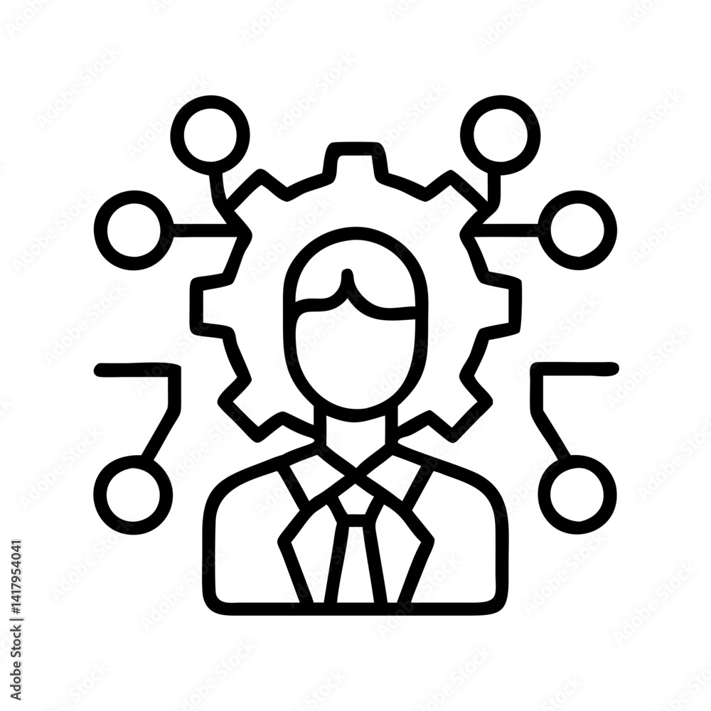 Poster business process automation management system integration strategy technology solution icon