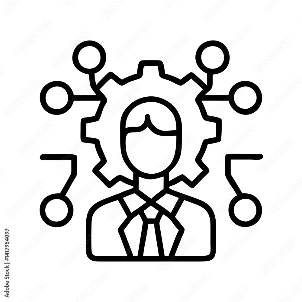 Poster business process automation management system integration strategy technology solution icon