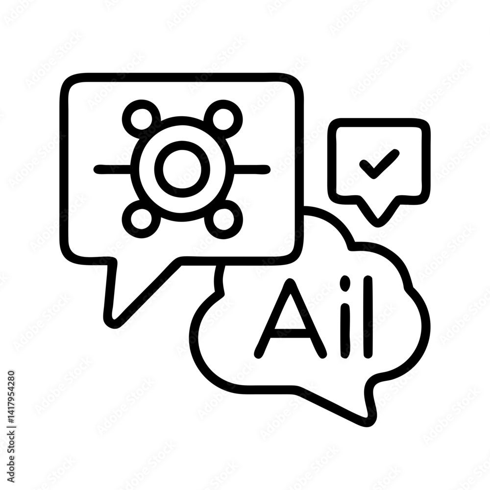 Poster ai artificial intelligence machine learning network communication speech bubble technology icon vect