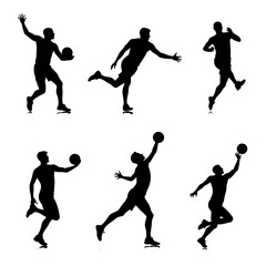 A set of silhouettes of football players. isolated on white background. graphic vector illustration.