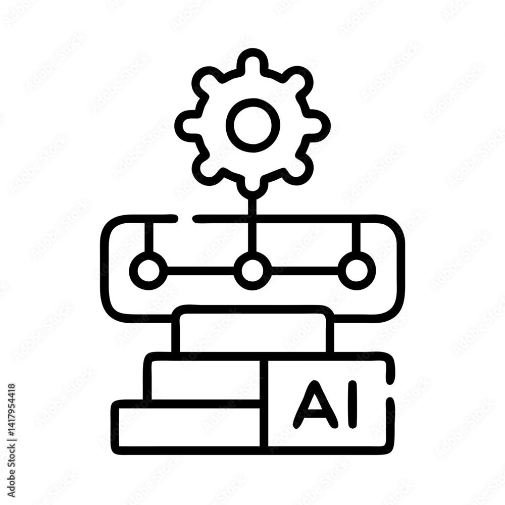 Poster ai artificial intelligence machine learning neural network automation technology process system gear