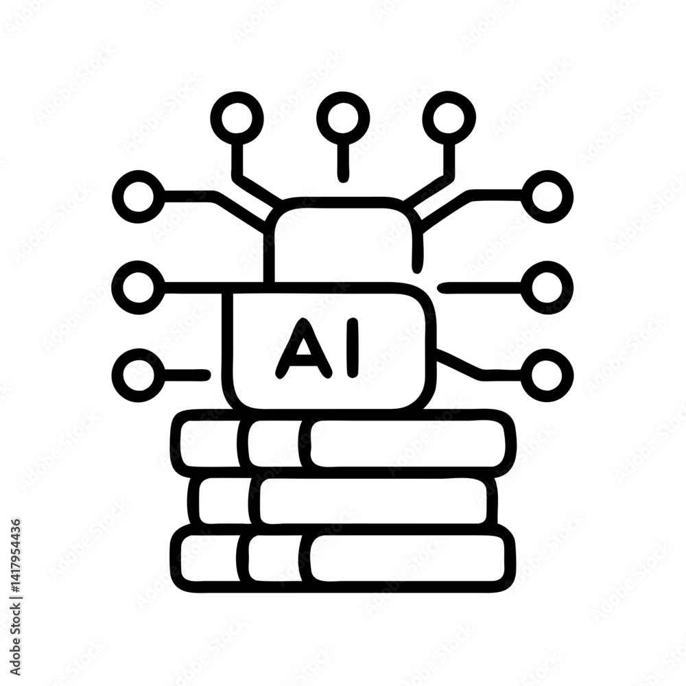 Poster Ai artificial intelligence machine learning neural network data science technology system icon concept
