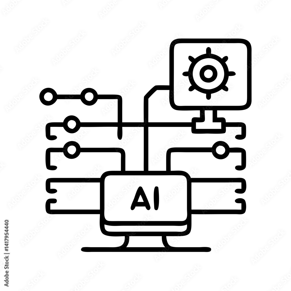 Poster Ai artificial intelligence machine learning neural network connection system technology icon vector