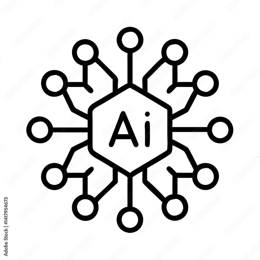 Poster ai artificial intelligence neural network machine learning deep learning technology concept icon
