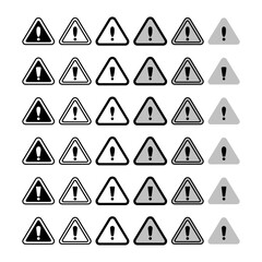 Caution Sign Bundle Set Traits Sign Symbol. Triangle Shape Caution Sign Symbol. Grey Color.