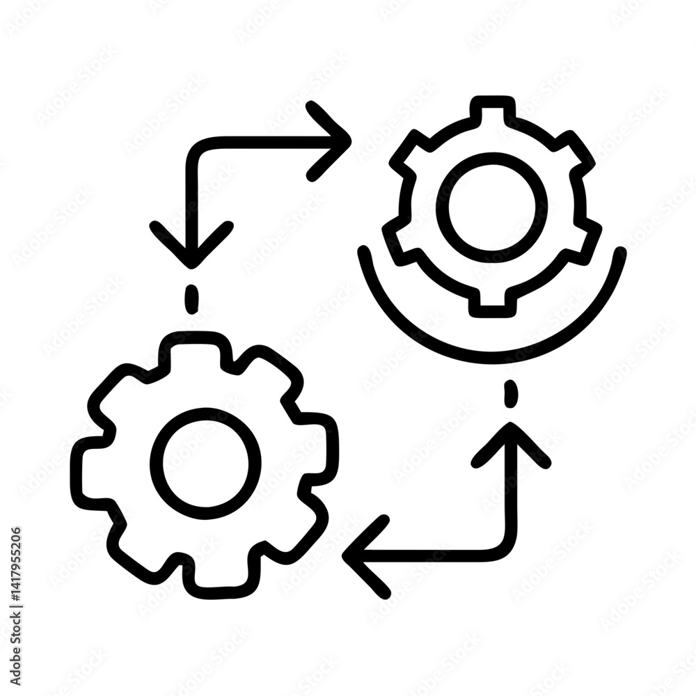 Aufkleber gear process workflow automation system mechanism cogwheel engineering technology concept diagram