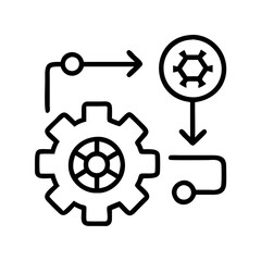 Workflow automation process management system gear cog settings configuration icon symbol vector art