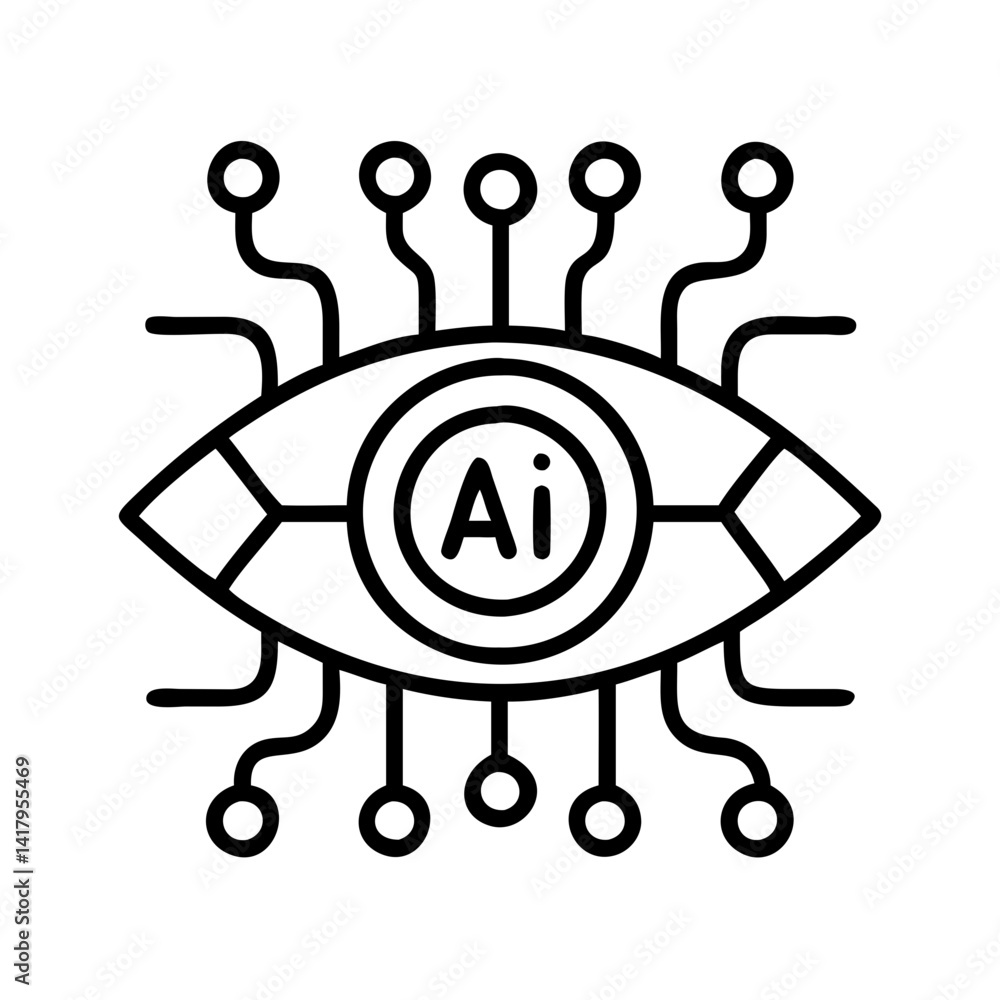Poster ai artificial intelligence eye technology machine learning neural network vision concept design