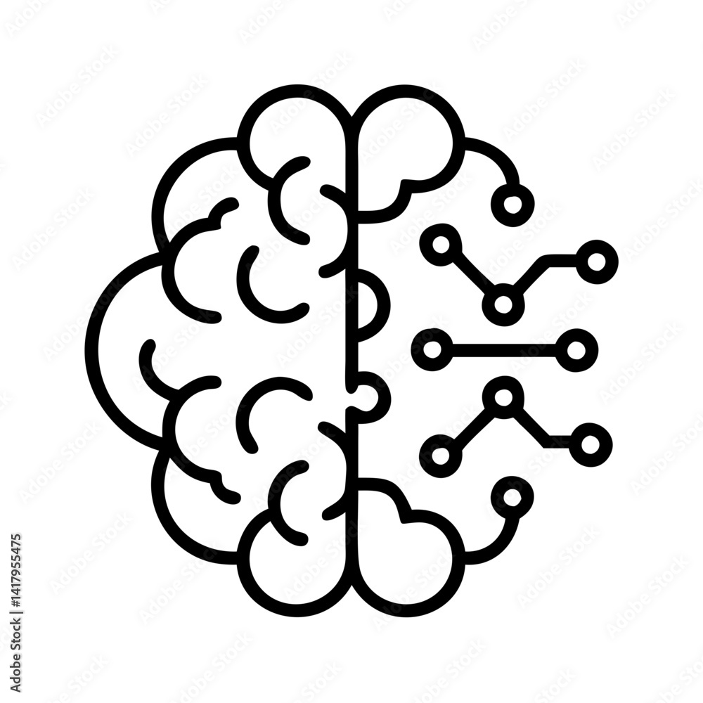 Poster brain ai artificial intelligence machine learning neural network deep learning technology concept ic