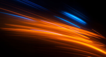 Abstract Dynamic Orange and Blue Light Trails Motion Blur Background