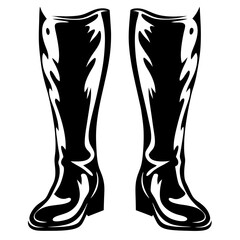 Bold and striking monochrome illustration of a pair of tall boots
