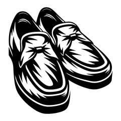 Stylish black and white illustration of casual moccasin shoes in vector art
