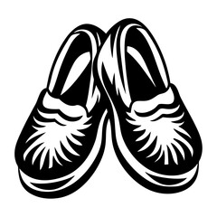 Elegant Black and White Illustration of a Pair of Comfortable SlipOn Shoes