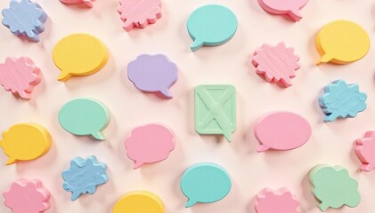 Pastel speech bubbles, seamless repeat pattern, illustration, print, paper