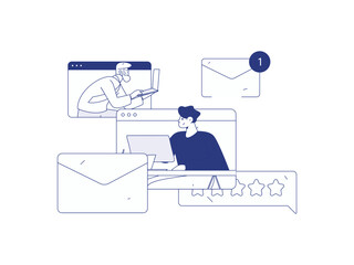 Flat vector illustration of business people operating work scene
