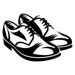 A pair of elegant black and white formal dress shoes vector illustration