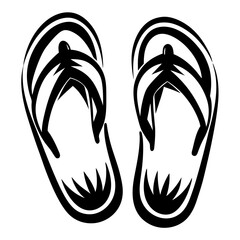 Simple black and white vector drawing of flip flops or sandals