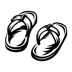 A Pair of Artistic Black and White Flip Flops Illustration
