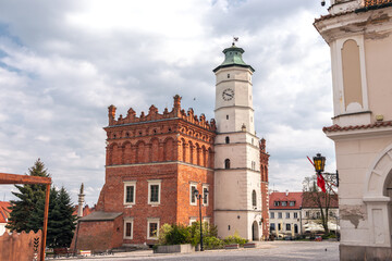 Cityscape of Sandomierz old town, Świętokrzyskie, Poland. View of Town Hall and Old Market square