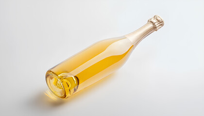 Fototapeta premium One bottle of champagne highlighted on white