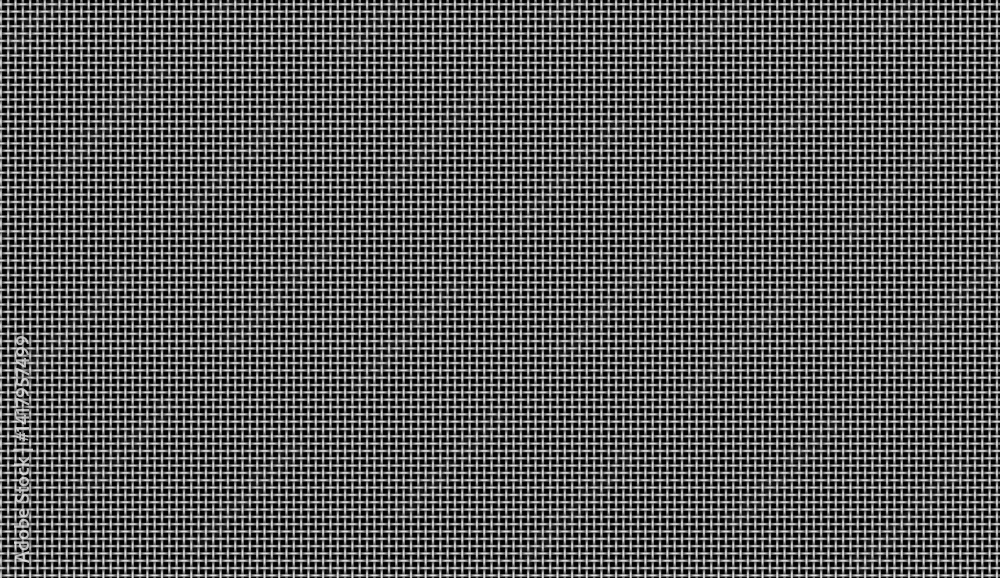 Poster close up of a metallic mesh, forming a precise grid against a dark backdrop, ideal for backgrounds a