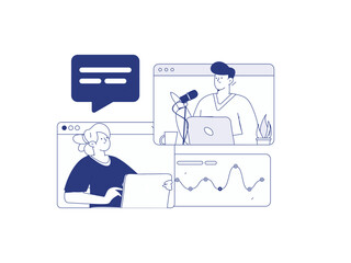 Flat vector illustration of business people operating work scene
