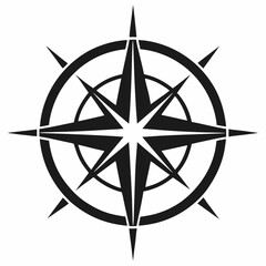 Black compass icon with eight directional points
