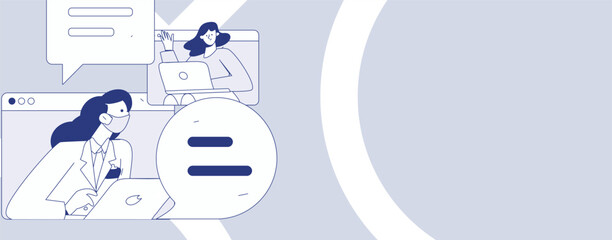 Flat vector illustration of business people operating work scene
