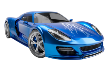 Velocity Blue: Modern Supercar with Electric Bolt Design
