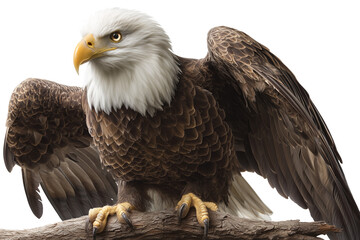 Sovereign Gaze: Majestic Bald Eagle Perched with Wings Spread