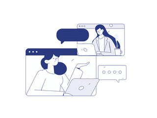 Flat vector illustration of business people operating work scene
