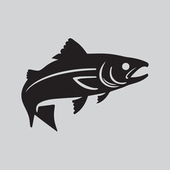 Striking Black Silhouette of a Jumping Salmon.