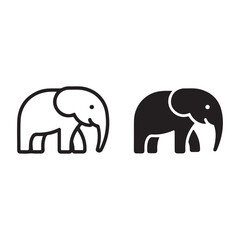 Fototapeta premium Elephant pair outlined and filled